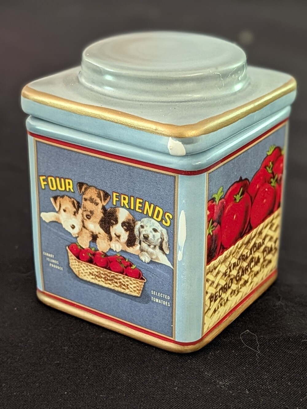 Sakura Vintage Labels Jelly Jar Container Four Friends Dogs Design